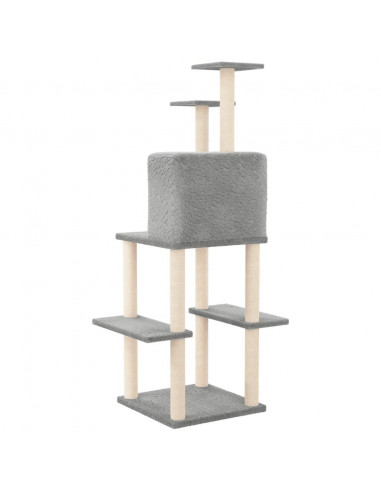 Albero per Gatti con Tiragraffi in Sisal Grigio Chiaro 144,5 cm