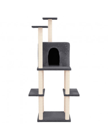 Albero per Gatti con Tiragraffi in Sisal Grigio Scuro 144,5 cm