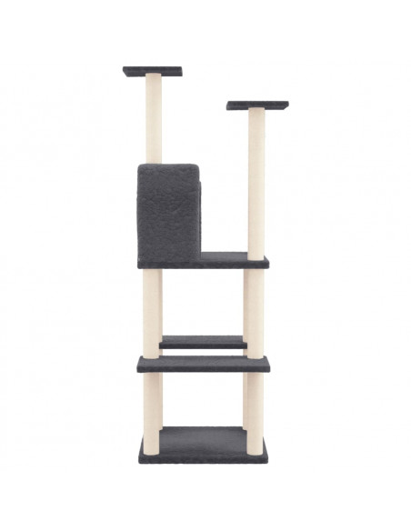 Albero per Gatti con Tiragraffi in Sisal Grigio Scuro 144,5 cm