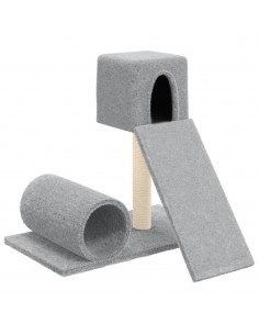 Albero per Gatti con Tiragraffi in Sisal Grigio Chiaro 59 cm 2