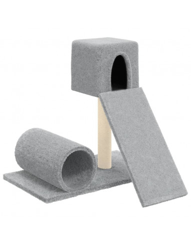 Albero per Gatti con Tiragraffi in Sisal Grigio Chiaro 59 cm