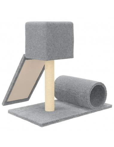 Albero per Gatti con Tiragraffi in Sisal Grigio Chiaro 59 cm