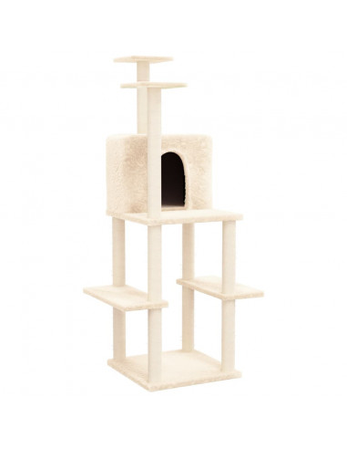 Albero per Gatti con Tiragraffi in Sisal Crema 144,5 cm