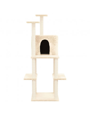 Albero per Gatti con Tiragraffi in Sisal Crema 144,5 cm