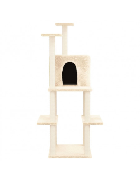 Albero per Gatti con Tiragraffi in Sisal Crema 144,5 cm
