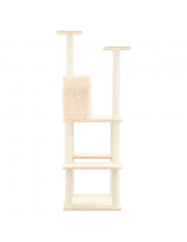 Albero per Gatti con Tiragraffi in Sisal Crema 144,5 cm