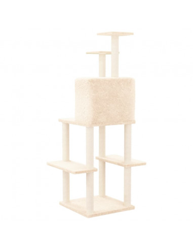 Albero per Gatti con Tiragraffi in Sisal Crema 144,5 cm