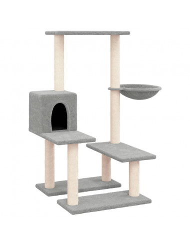 Albero per Gatti con Tiragraffi in Sisal Grigio Chiaro 94,5 cm