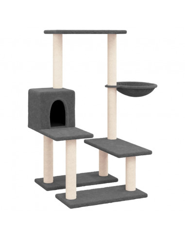 Albero per Gatti con Tiragraffi in Sisal Grigio Scuro 94,5 cm