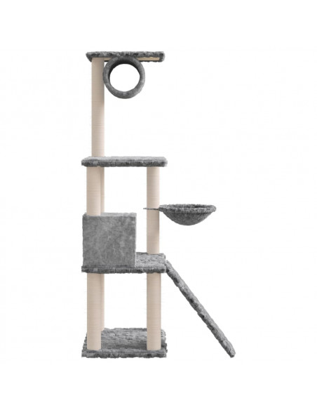 Albero per Gatti con Tiragraffi in Sisal Grigio Chiaro 131 cm