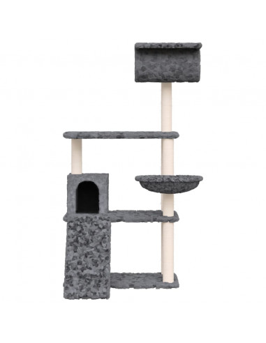 Albero per Gatti con Tiragraffi in Sisal Grigio Scuro 131 cm