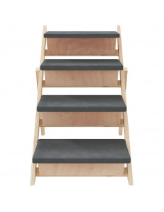 Scala per Cani Grigia 105x47 cm in Legno Massello di Abete