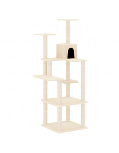 Albero per Gatti con Tiragraffi in Sisal Crema 153 cm