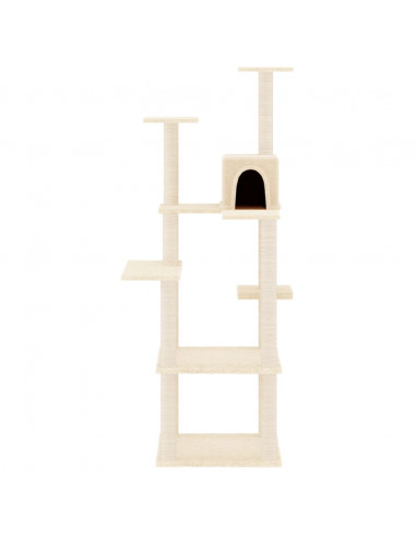 Albero per Gatti con Tiragraffi in Sisal Crema 153 cm