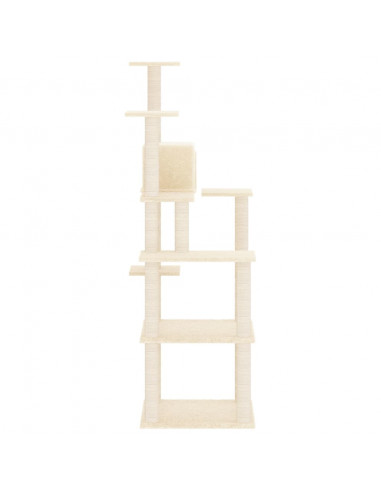 Albero per Gatti con Tiragraffi in Sisal Crema 153 cm