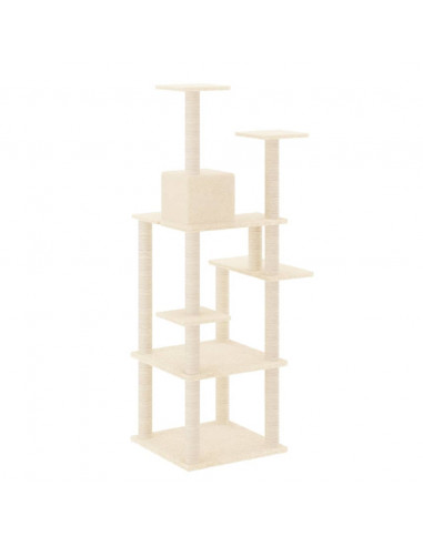 Albero per Gatti con Tiragraffi in Sisal Crema 153 cm
