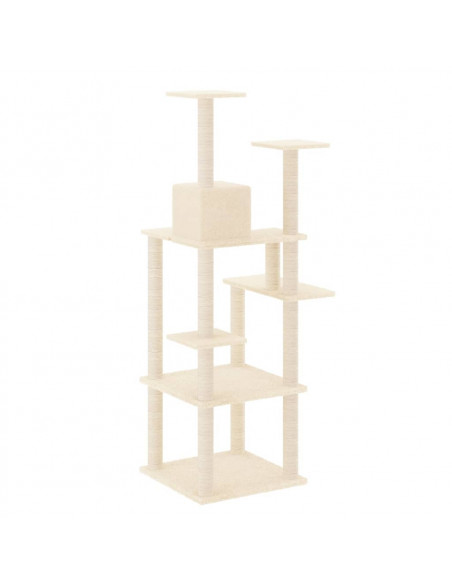 Albero per Gatti con Tiragraffi in Sisal Crema 153 cm