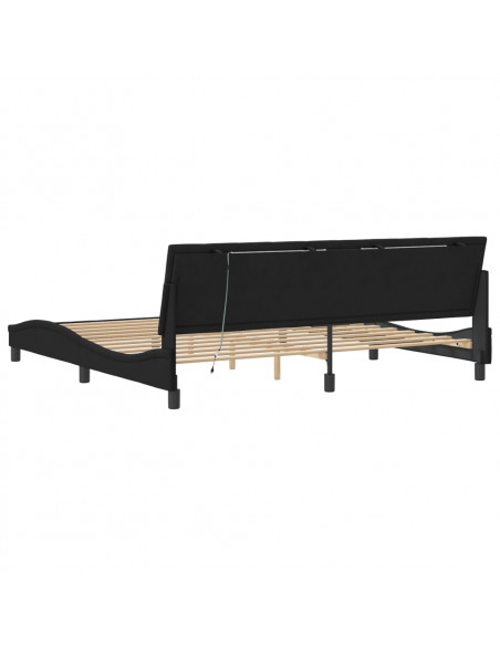 Giroletto con Luci LED Nero 200x200 cm in Velluto