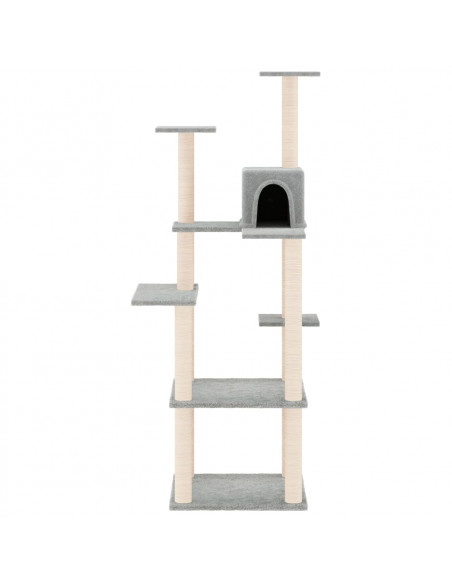 Albero per Gatti con Tiragraffi in Sisal Grigio Chiaro 153 cm