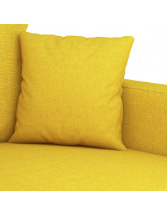 Set di Divani 2 pz con Cuscini Giallo Chiaro in Tessuto