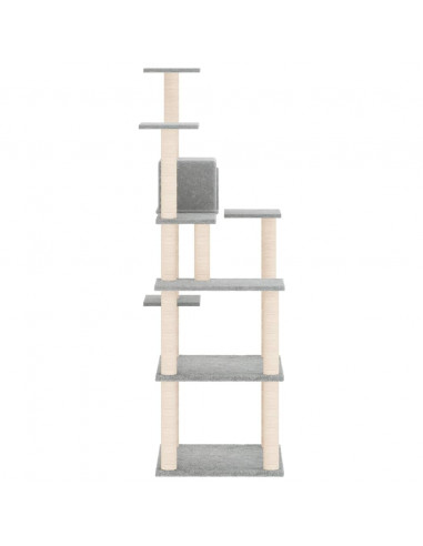 Albero per Gatti con Tiragraffi in Sisal Grigio Chiaro 153 cm