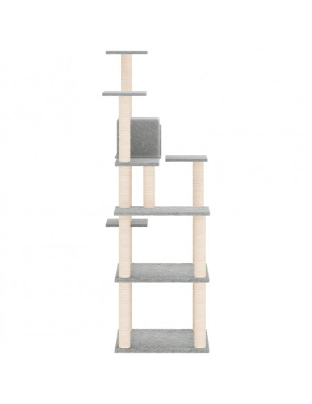 Albero per Gatti con Tiragraffi in Sisal Grigio Chiaro 153 cm