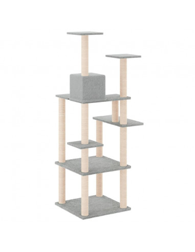 Albero per Gatti con Tiragraffi in Sisal Grigio Chiaro 153 cm