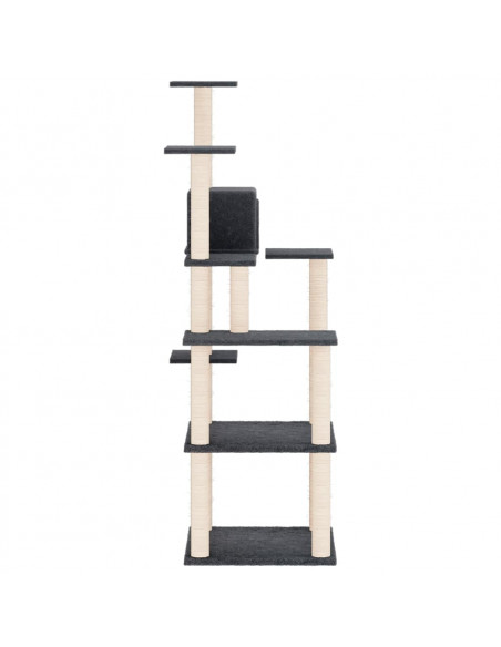 Albero per Gatti con Tiragraffi in Sisal Grigio Scuro 153 cm