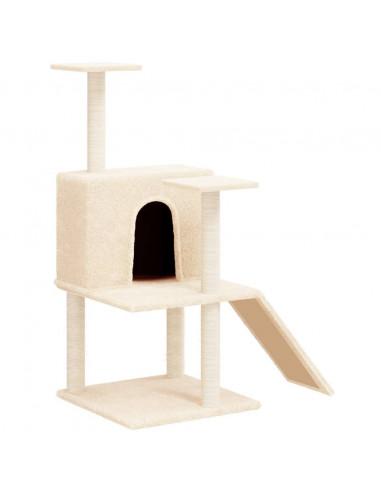 Albero per Gatti con Tiragraffi in Sisal Crema 109 cm