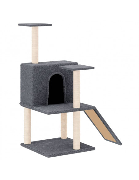 Albero per Gatti con Tiragraffi in Sisal Grigio Scuro 109 cm