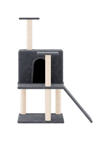 Albero per Gatti con Tiragraffi in Sisal Grigio Scuro 109 cm
