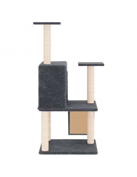 Albero per Gatti con Tiragraffi in Sisal Grigio Scuro 109 cm