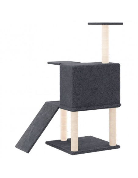 Albero per Gatti con Tiragraffi in Sisal Grigio Scuro 109 cm
