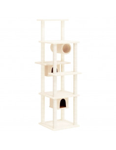 Albero per Gatti con Tiragraffi in Sisal Crema 169 cm 2