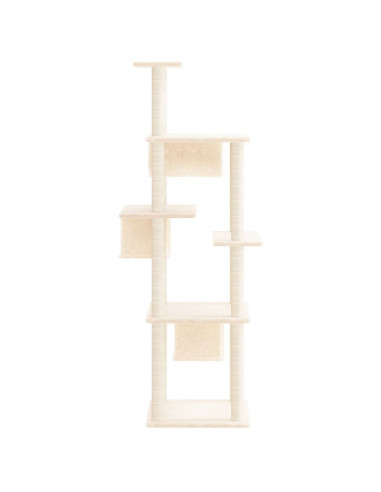 Albero per Gatti con Tiragraffi in Sisal Crema 169 cm