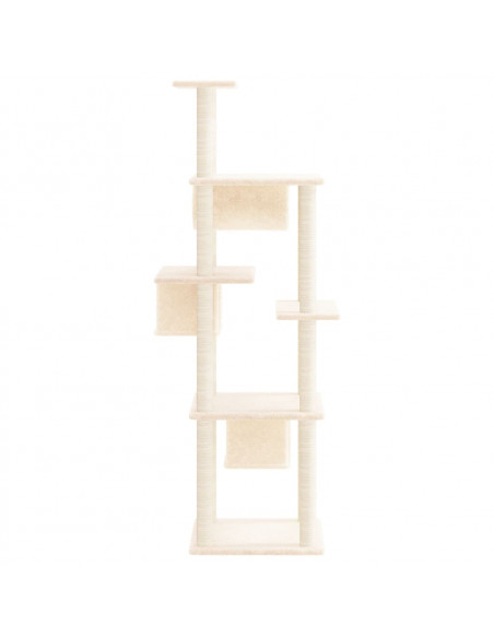 Albero per Gatti con Tiragraffi in Sisal Crema 169 cm