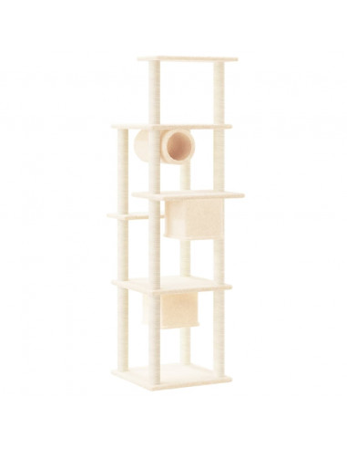Albero per Gatti con Tiragraffi in Sisal Crema 169 cm