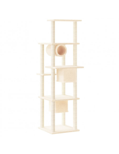 Albero per Gatti con Tiragraffi in Sisal Crema 169 cm