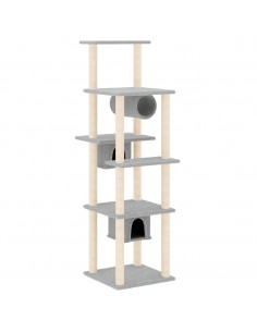 Albero per Gatti con Tiragraffi in Sisal Grigio Chiaro 169 cm 2