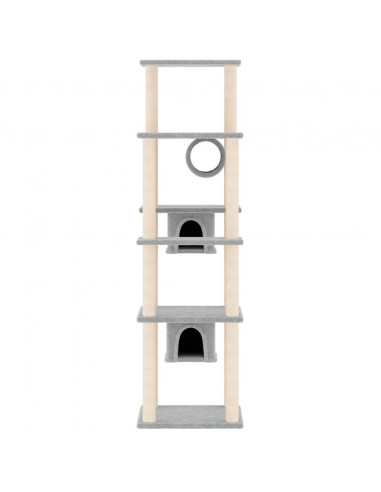 Albero per Gatti con Tiragraffi in Sisal Grigio Chiaro 169 cm