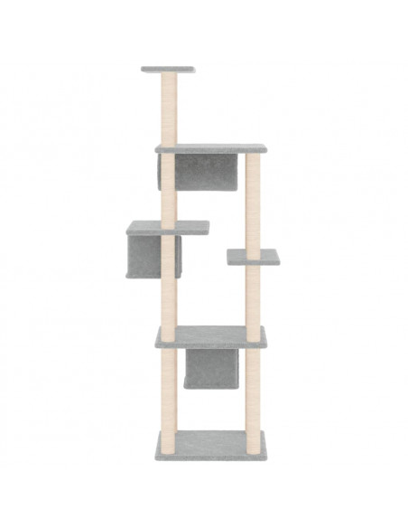 Albero per Gatti con Tiragraffi in Sisal Grigio Chiaro 169 cm