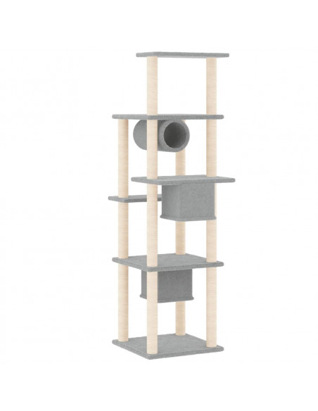 Albero per Gatti con Tiragraffi in Sisal Grigio Chiaro 169 cm