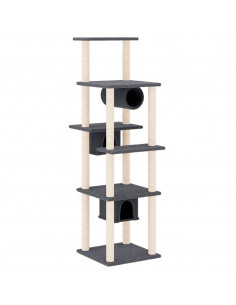 Albero per Gatti con Tiragraffi in Sisal Grigio Scuro 169 cm 2