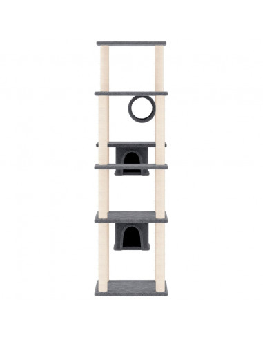 Albero per Gatti con Tiragraffi in Sisal Grigio Scuro 169 cm
