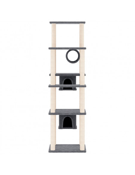 Albero per Gatti con Tiragraffi in Sisal Grigio Scuro 169 cm