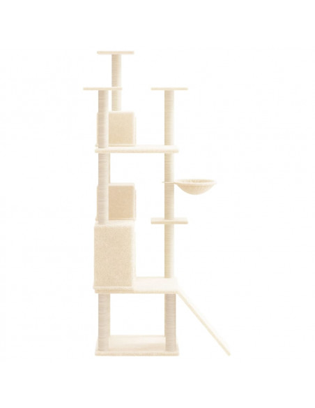 Albero per Gatti con Tiragraffi in Sisal Crema 175 cm