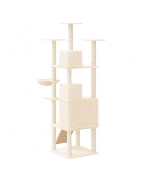 Albero per Gatti con Tiragraffi in Sisal Crema 175 cm