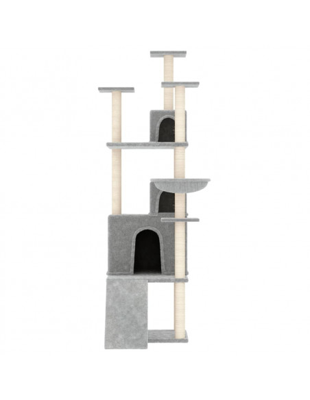 Albero per Gatti con Tiragraffi in Sisal Grigio Chiaro 175 cm