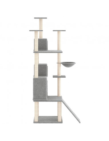 Albero per Gatti con Tiragraffi in Sisal Grigio Chiaro 175 cm