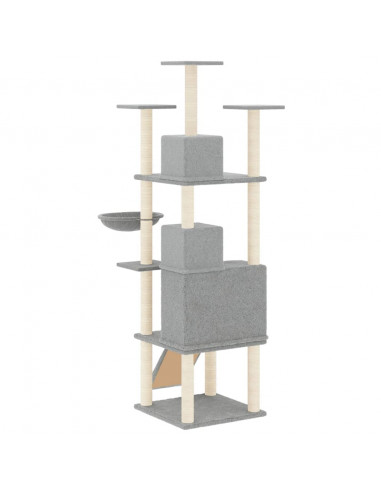 Albero per Gatti con Tiragraffi in Sisal Grigio Chiaro 175 cm